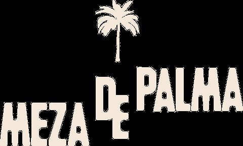 Meza de Palma logo with palm tree icon on black background